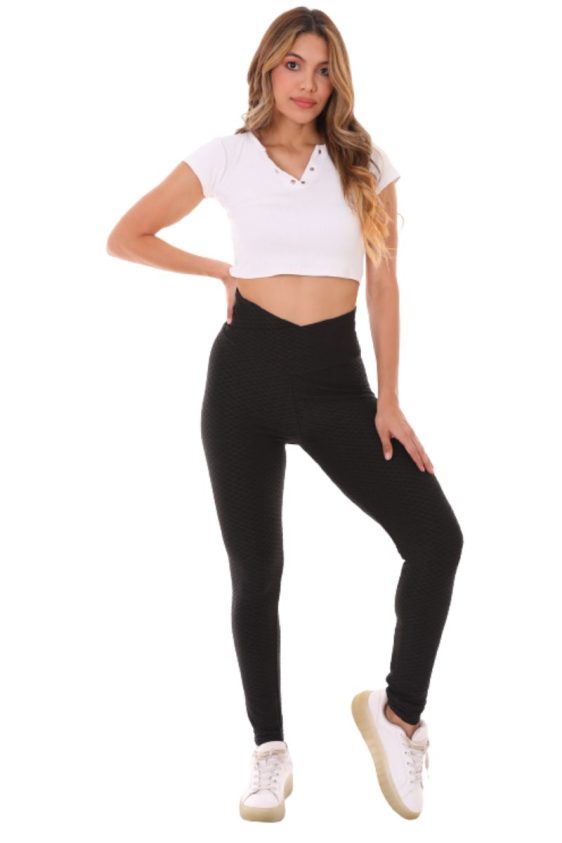 Solid Color 3 Inch Crossover High Waisted Butt Lifting TikTok Leggings