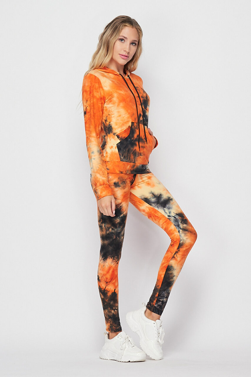 Activewear Sets 2 Pcs Tie Dye Hoodie and Leggings with Phone Pocket - Its  All Leggings