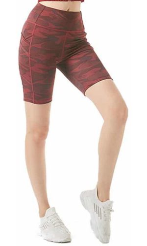 Camo Pattern Highwaisted Biker Shorts with Pocket