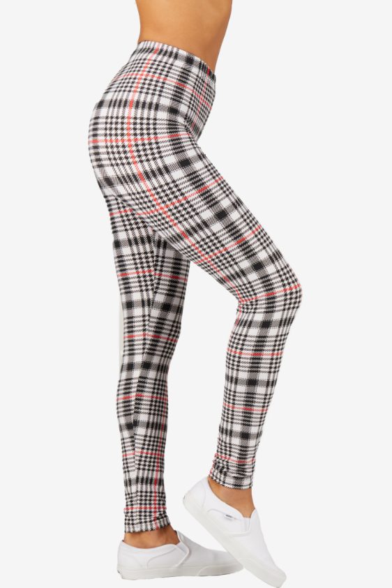 Printed Leggings High Waisted Black and White Color with Pleated Pattern