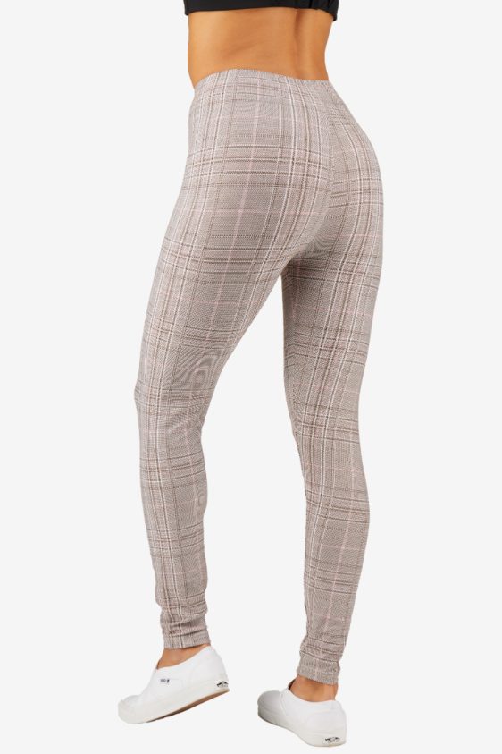 Printed Leggings High Waisted Light Grey Color with Pleated Pattern