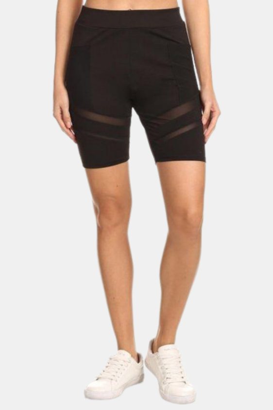 Women's Biker Shorts with Mesh and Pocket