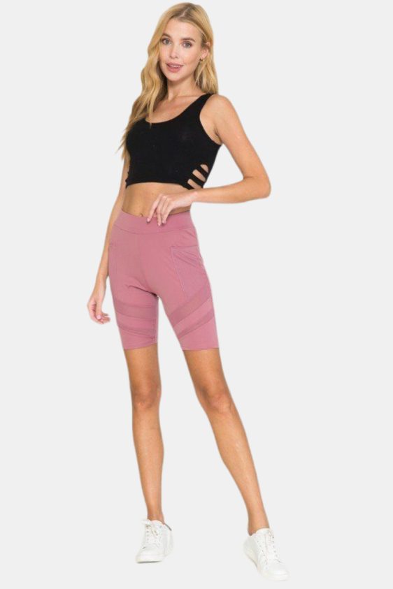 Women's Biker Shorts with Mesh and Pocket